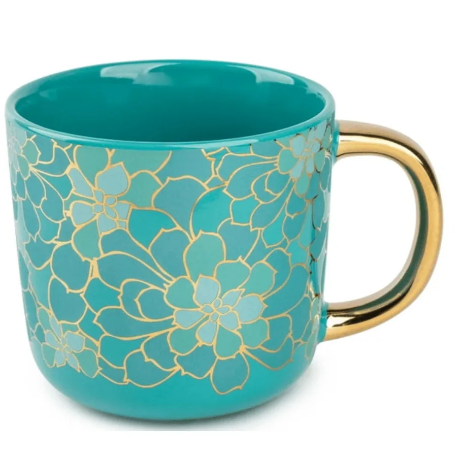 

Thyme Table Stoneware Coffee Mug 16 fl oz Teal Succulent