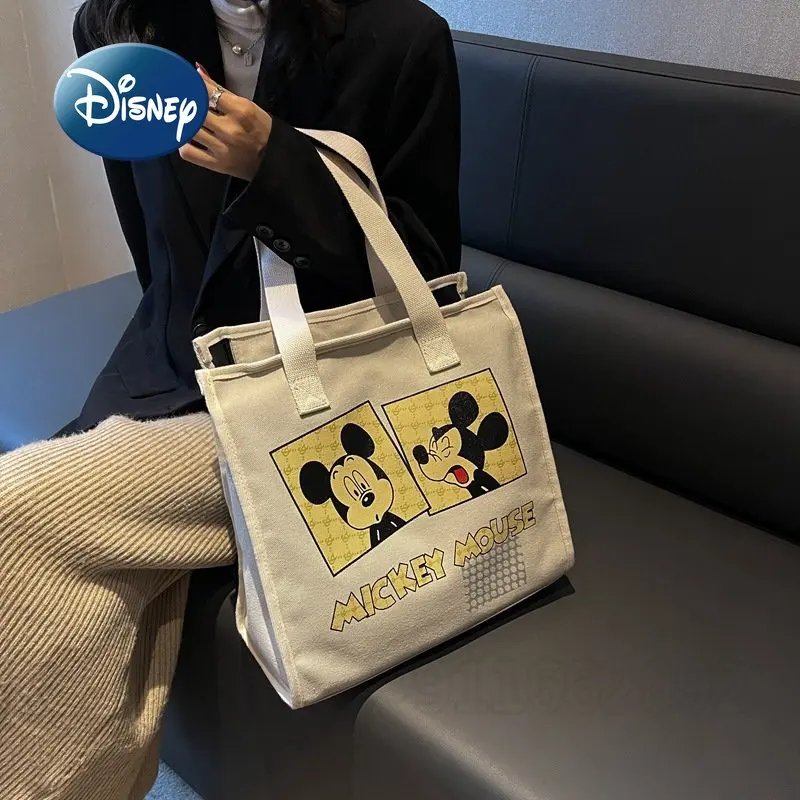 Disney Mickey New Women's Handbag Luxury Brand Cartoon Women's Bag Large Capacity Multifunctional Fashion Canvas Travel Tote Bag