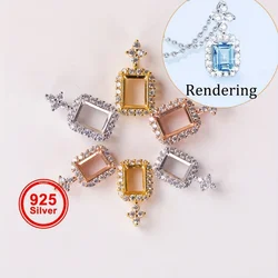 5*7-6*8 size square pendant tray, s925 sterling silver pendant base, bezel setting suitable for handmade jewelry necklaces makin