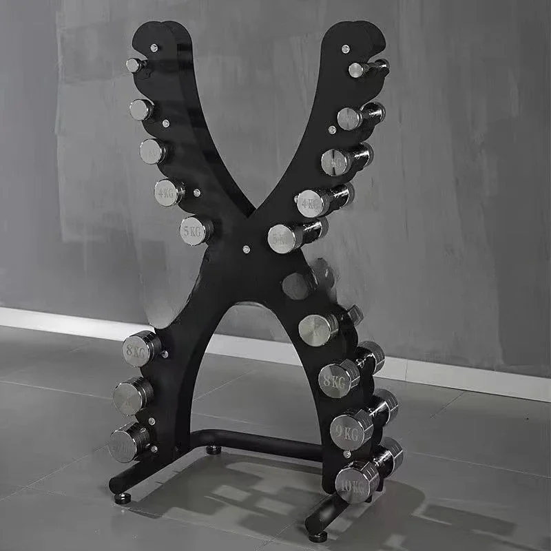 White X-type electroplated small dumbbell rack, pure steel dumbbell rack, gym private training studio, household women's