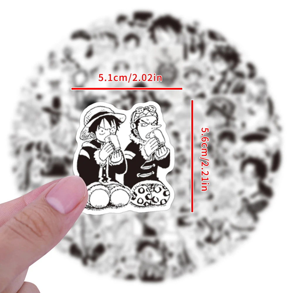 

10/30/60/120pcs One Piece Anime Graffiti Stickers Luffy Zoro Cartoon Sticker Helmet Phone Luggage Bike Black White Manga Decals