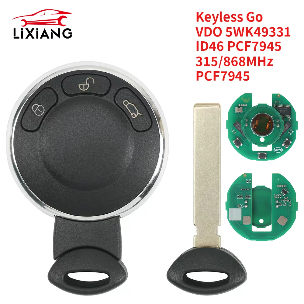LiXiang 315/868MHz Keyless Smart Car Key ID46 For BMW Mini Cooper Cabrio Clubman Countryman VDO 5WK49331 MINI 3456371-01
