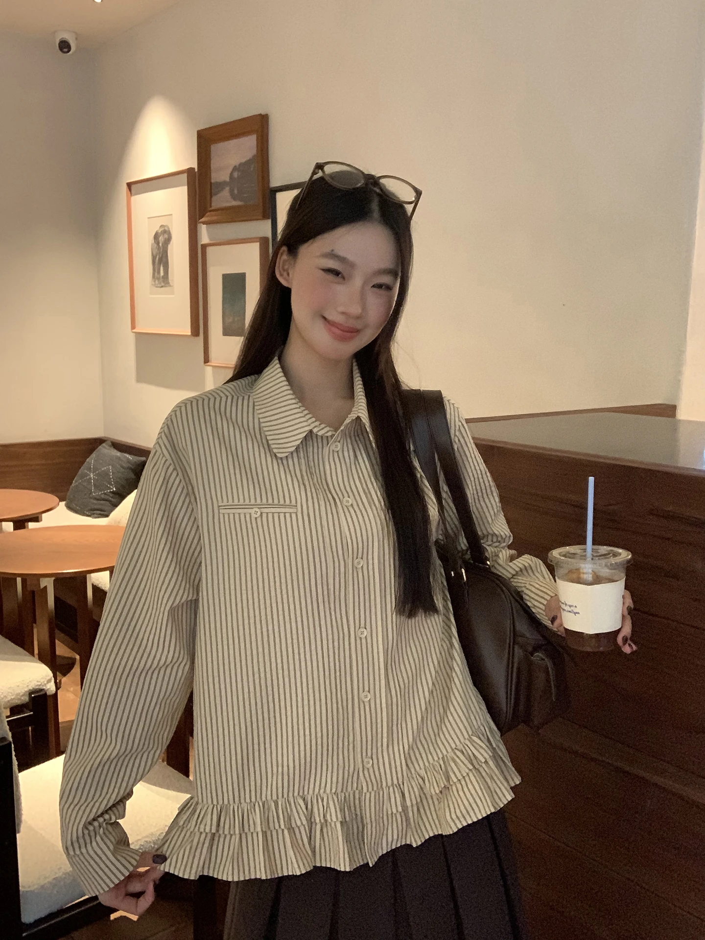 

Red Celebri Stripe irt Women's Long Sve Inner Wear Unique Super Beautiful Layering irt Cotton Polyester Blend C...