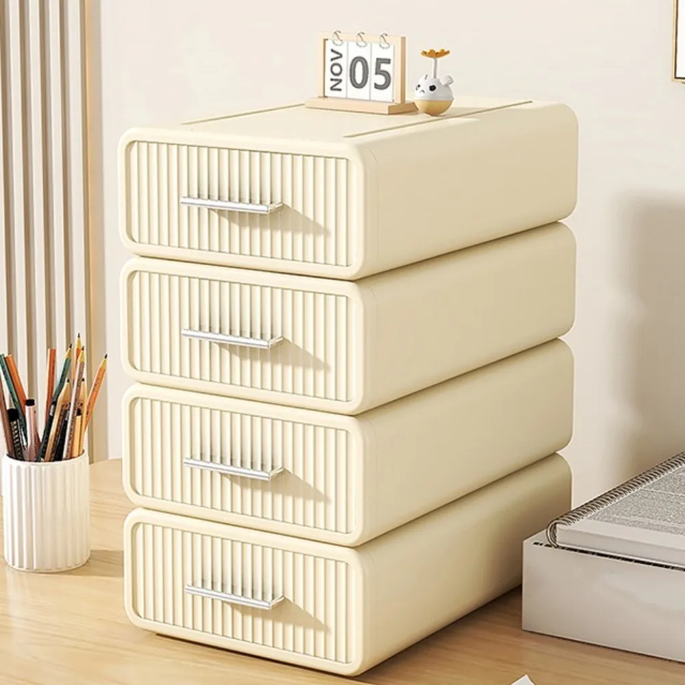 Plastic Desktop Storage Box Single-Layer Cosmetics Office Storage Cabinet with Drawer Stackable Makeup Jewelry Sorting Box
