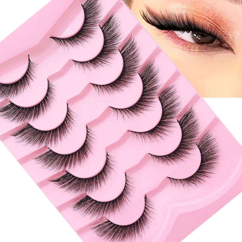 7ペアのふわふわしたヨーロッパとアメリカのつけまつげ、ワンピースフォックスピュアディザイア、日本のつけまつげタイプ、ナチュラル