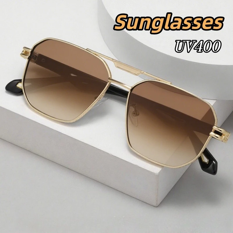 

New Fashionable Popular Large Framed Square Metal Sunglasses Women and Men UV Resistant Shades Glasses Stage Performances