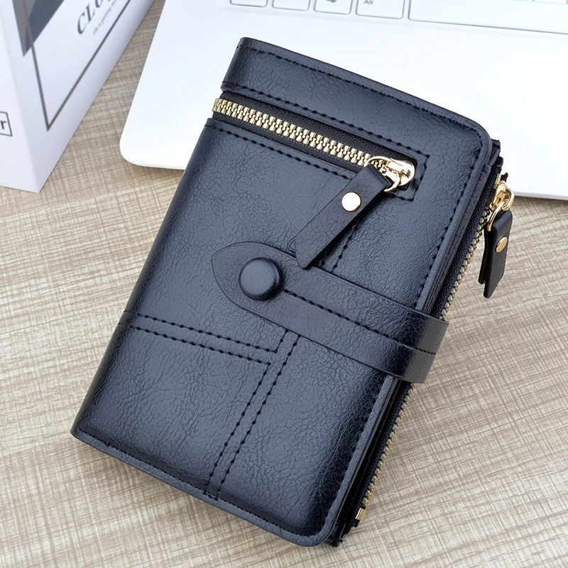 Ultra-thin PU Leather Wallet For Women Fashion Short Card Holder Luxury Designer Solid Color Clutch Bag Wallet