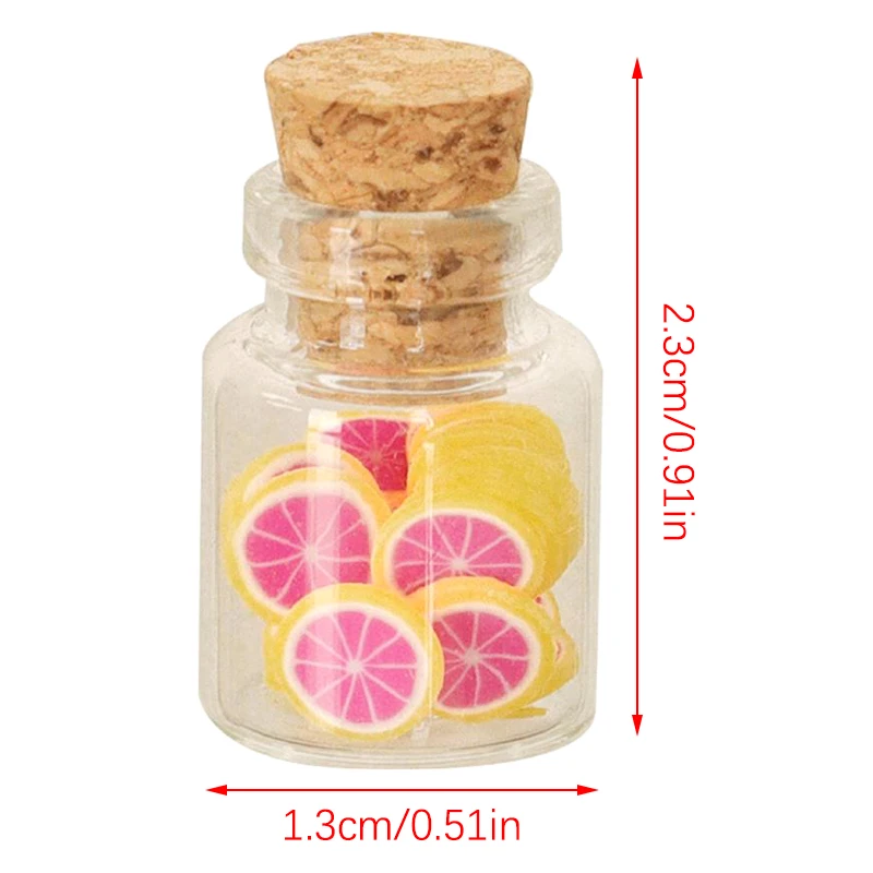 3Pcs/Bag Simulation Fruit Slices Glass Bottle Dollhouse Toy Miniature Food Fruit Jar Model Mini Kitchen Micro Landscape Ornament