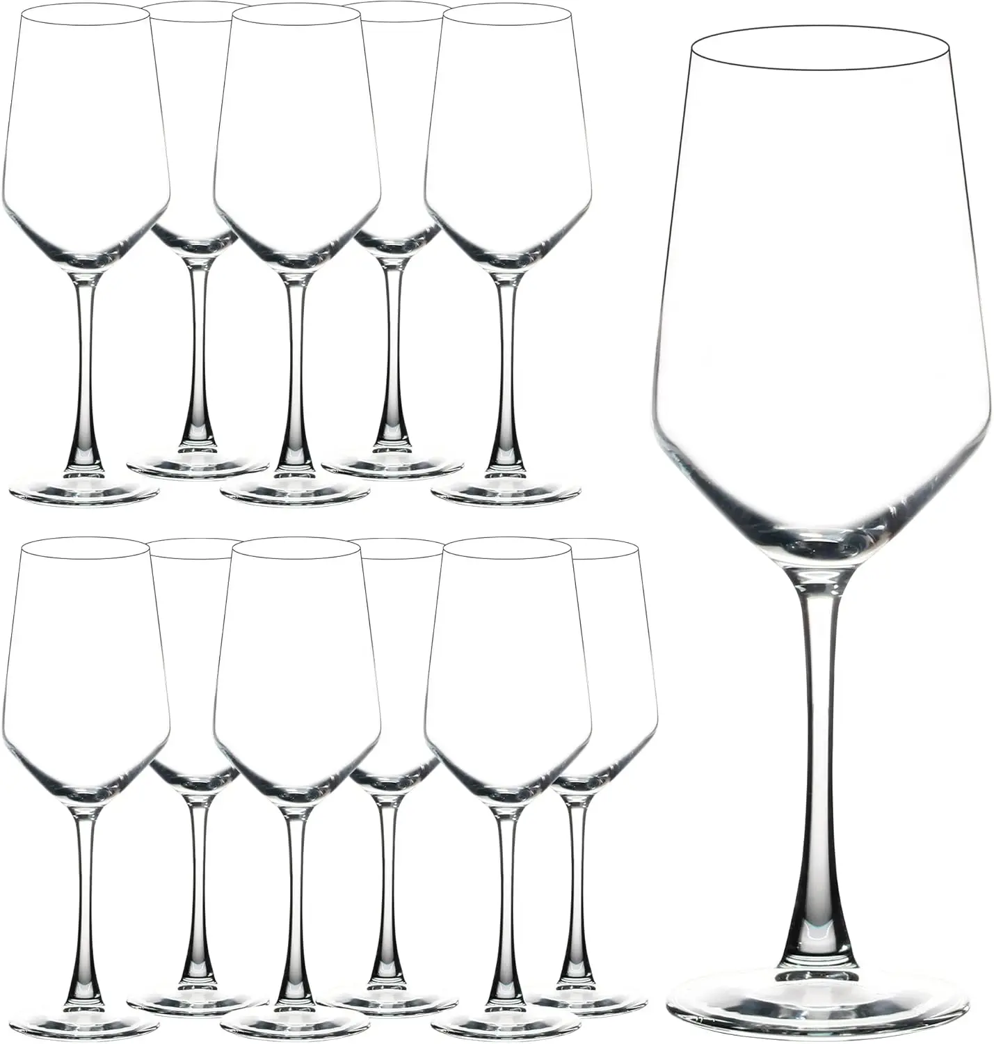 

Wine Glasses (Set of 12, 13 Oz), Clear Wine Glasses for Red or White Wine, Smooth Rim, Dishwasher Safe