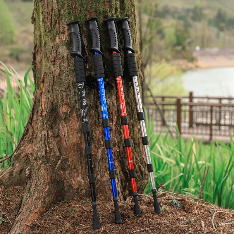 

Outdoor Aluminum Alloy Mountaineering Cane Elderly cane Hiking Canes T Shank Curved Shank Telescopic canes