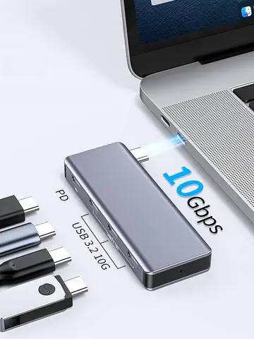 USB C Hub 4 Port 3.2 Gen 2 10Gbps PD 100W Type C Splitter Fast Charging 4 in 1 Adapter USB Extension for MacBook Pro Laptop iPad
