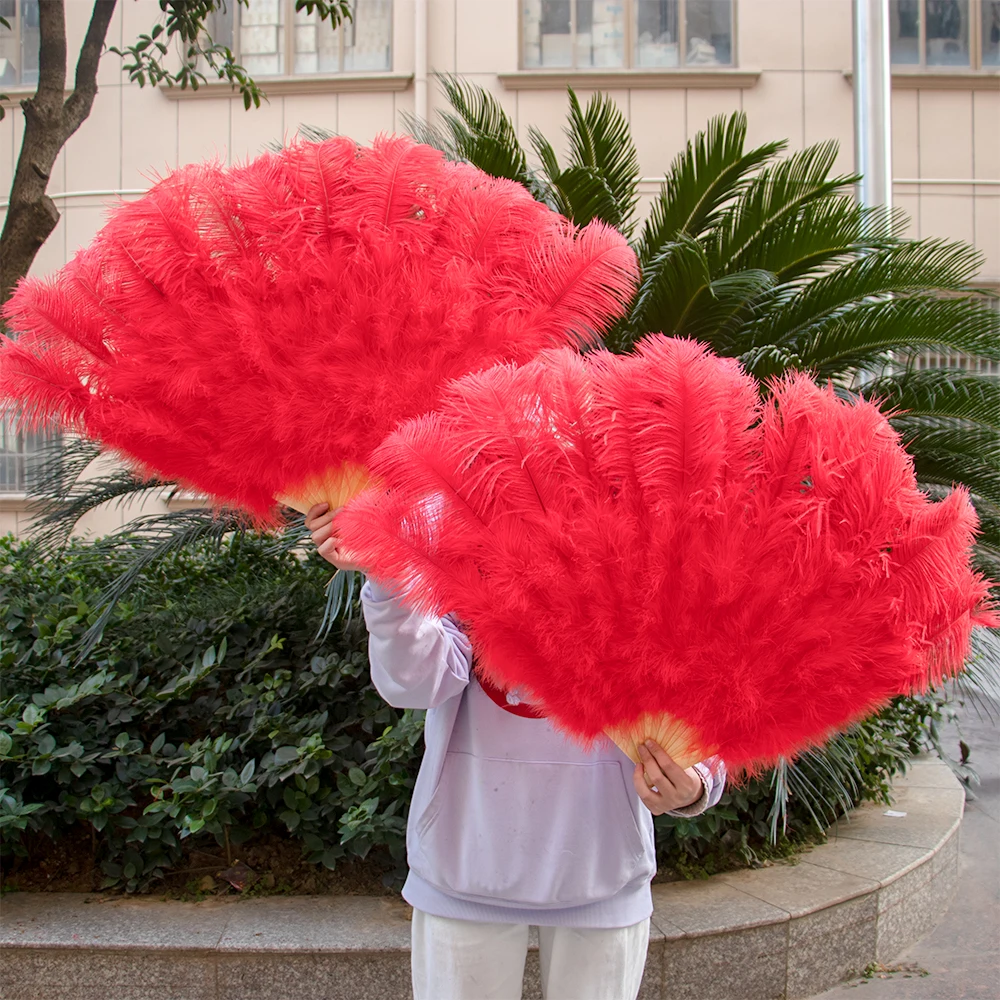 1 Bunch High Quality Ostrich Feather Fan Carnival Party Performance Decorate Accessories Big Ostrich Feathers Fans Plumes Decor