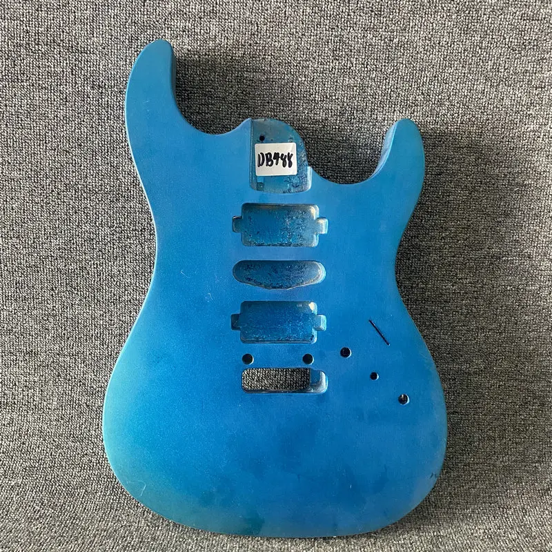 DB488  Unfinished Metallic Blue Color Electric Guitar Body HSH Pickups Two Points Fixed Tremolo DIY Guitar PARTS Stock Item