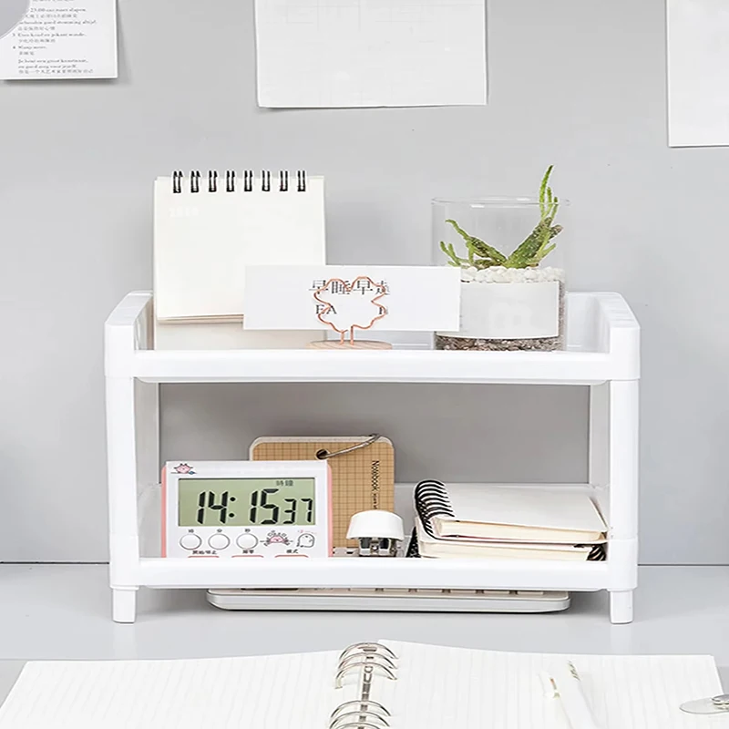 Multifunktionales Desktop-Aufbewahrungsregal aus PP-Material mit Doppelschicht, Schlafzimmer-Kosmetik-Aufbewahrungsbox, Abnehmbares Einfaches Organisationsregal