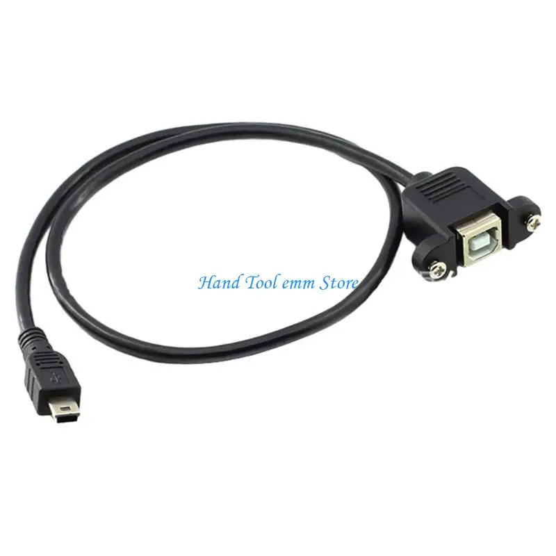 H37F Mini USB to USB B With Panel Mount Screw Mini USB Male to USB B Female Extending Wire Extender Data Cord for Printers