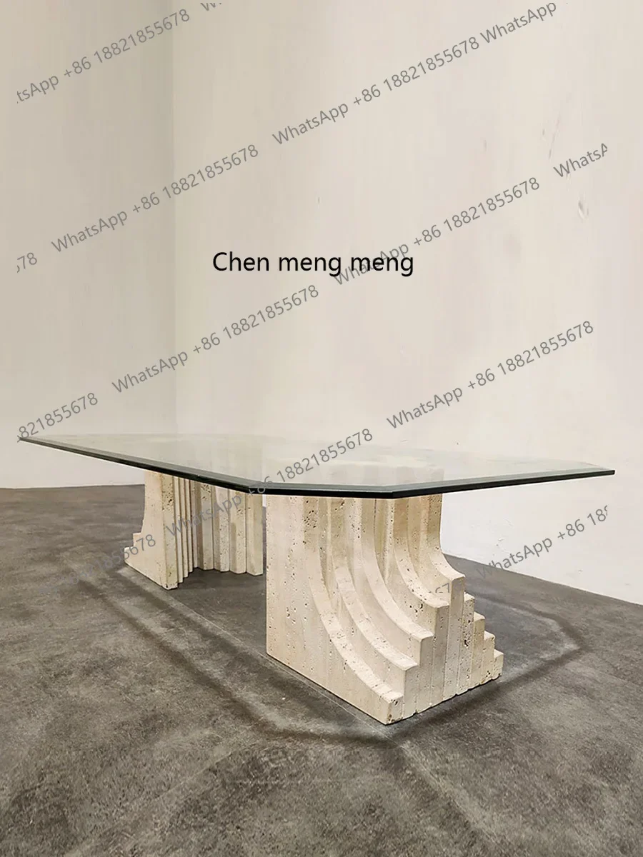 

Лидер продаж, современный простой журнальный столик из закаленного стекла, дизайнерский журнальный столик для гостиной, креативный художественный квадратный чайный столик из натурального травертина и мрамора