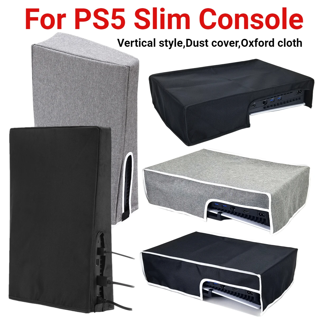 Vertical/Horizontal Dust Cover Anti-Scratch Protective Case Waterproof Console Protector 1680D Oxford Cloth for PS5 Slim Console