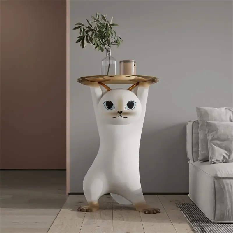 Eco Friendly Resin Sculptures Creative Living Room Large Cartoon Cat Floor Art Sculpture Accessories Modern Home Decoration