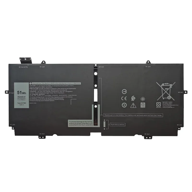 New 52TWH 7.6V 6375mAh 51Wh Laptop Battery for Dell XPS 13 7390 9310 2-IN-1 00FDRT X1W0D P103G001 P103G002 Batteries