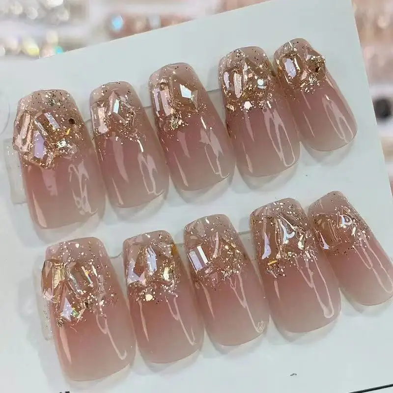

Abestyou 24pc Nails Press on Beauty Salon Nailart Decoration Swag Nail Stiletto Handmade Manicure Molds Nail Pearls Pecas falsas
