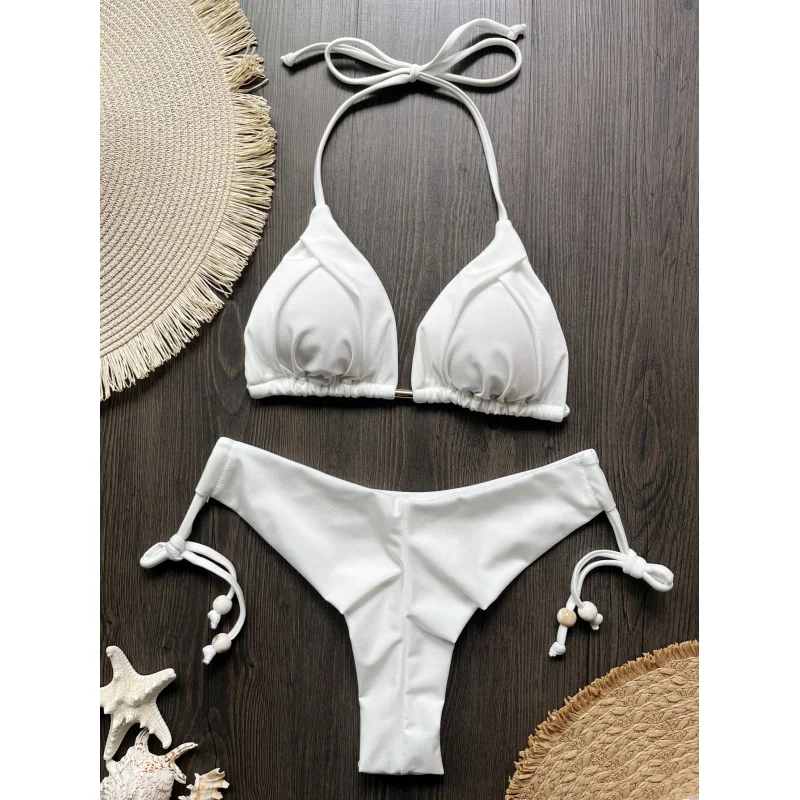 2025New11A color bikini Solid Color Swimsuit Beach Sexy Women's Swimwear