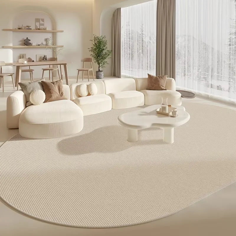 

Oval Living Room Carpet Solid Color Simplicity Cream Style Bedroom Rug Large Area Simple Irregular Coffee Table Mat Ковер 양탄자