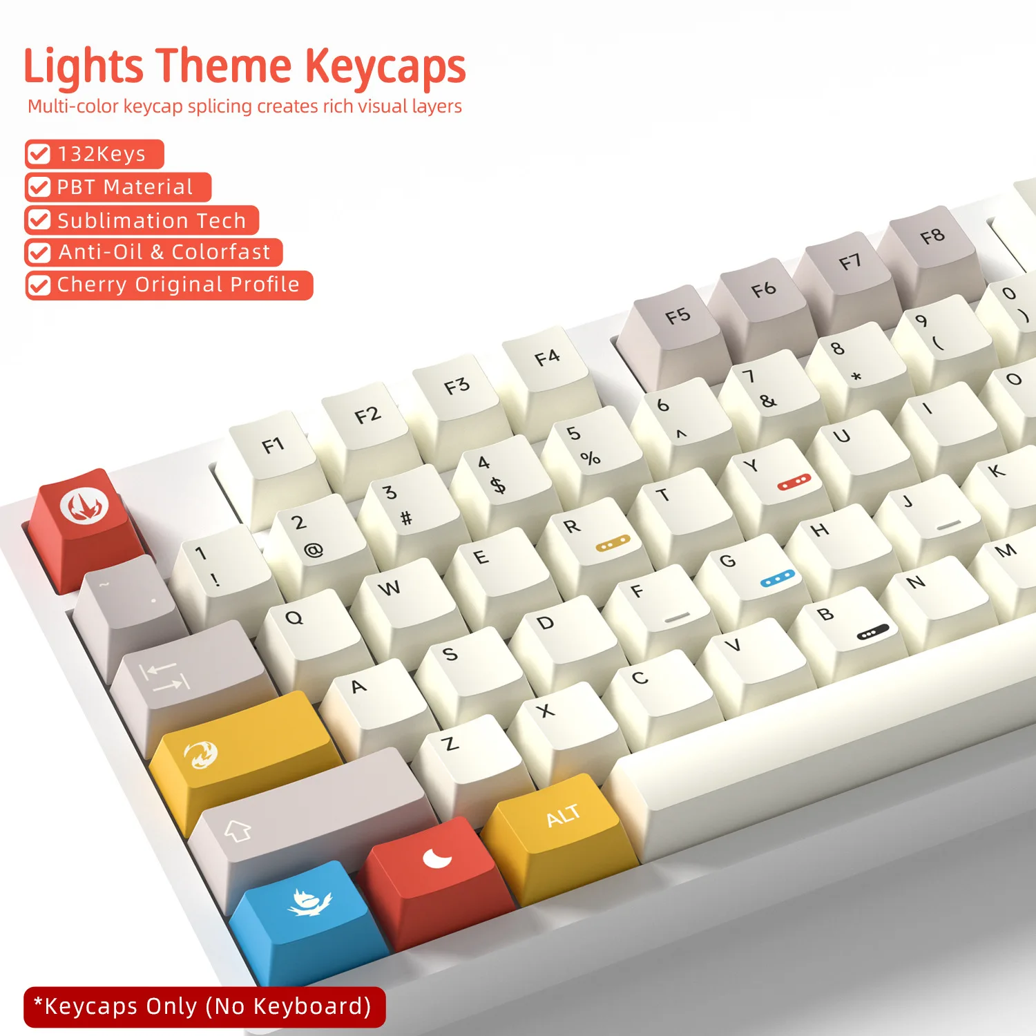 Cherry Profile Keycaps PBT 5-side Dye-Sub Full Set for Gaming Office MX Mechanical Keyboard 60 70 80 90 100 Layout