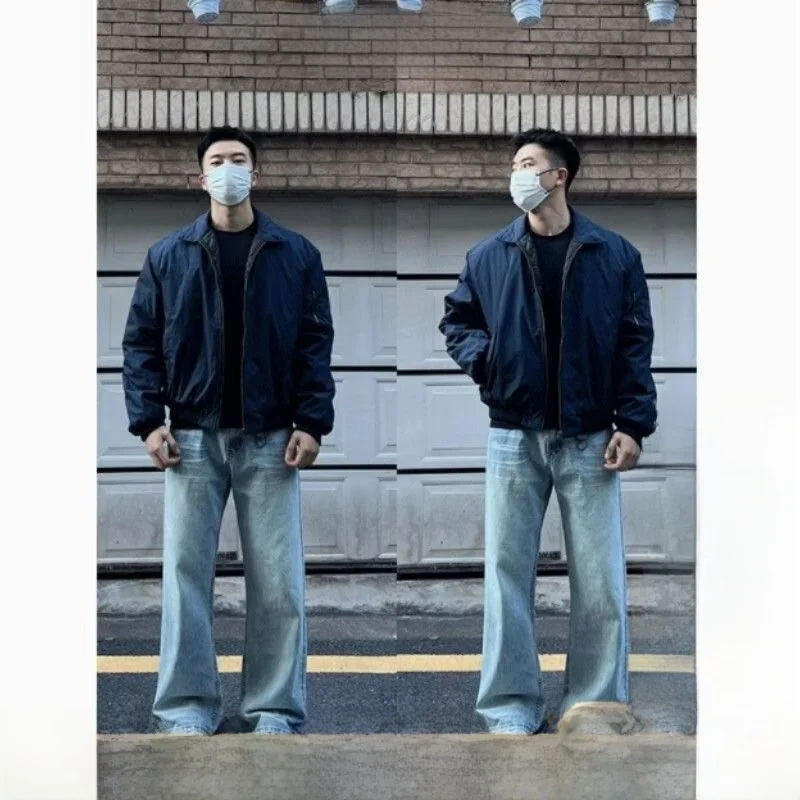 

Harajuku Sle Versatile Japanese Faion Simple Artistic Jaet New Elely Lazy ular Long Sve Flip Collar Cotton Coat