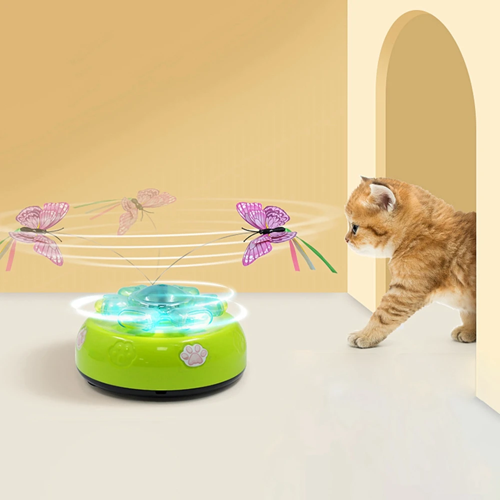 Interactive Cat Toy 5 IN 1 360 Degree Rotating Butterfly Automatic Cat Toys Random Moving USB Charging Ambush Feather Toys