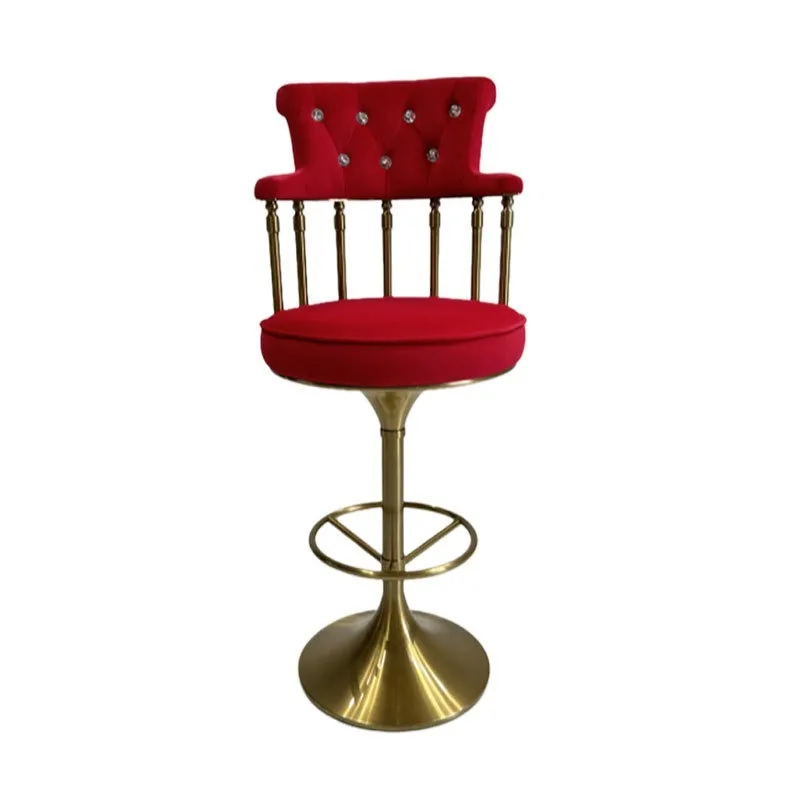 American light luxury stainless steel bar chair high back designer fabric high stool modern luxury bar chair