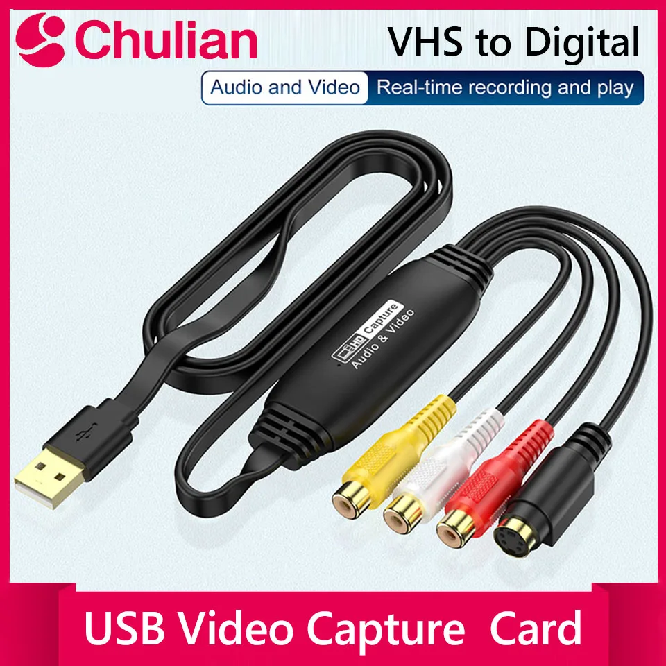USB Video Capture VHS to Digital Converter USB 2.0 Video Audio Capture Card For TV DVD VHS Support Windows Mac System