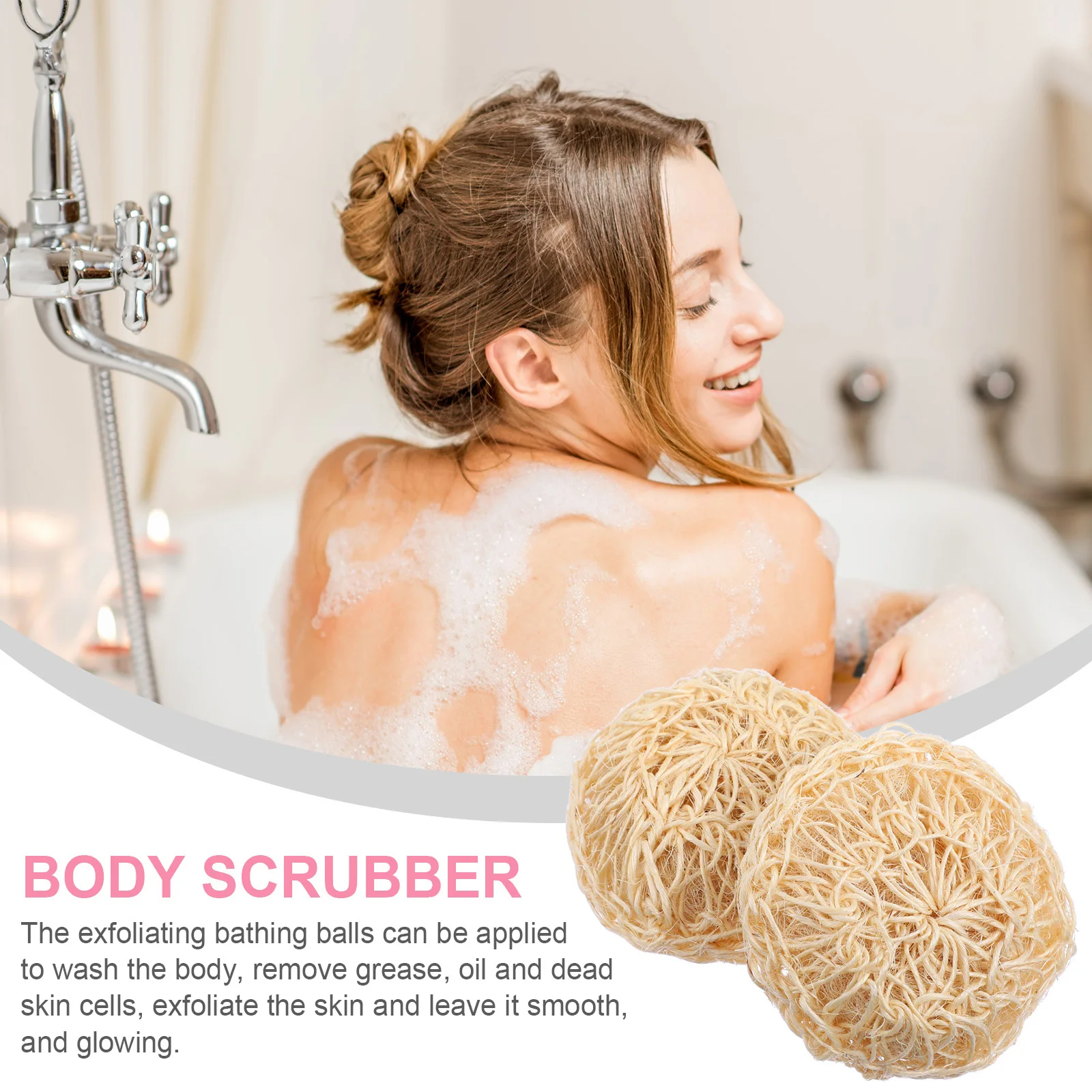 

2Pcs Sisal Bath Balls Exfoliating Shower Body Scrubber Massage Sponge Bathroom Accessories Remove Oil Dead Skin for Smooth