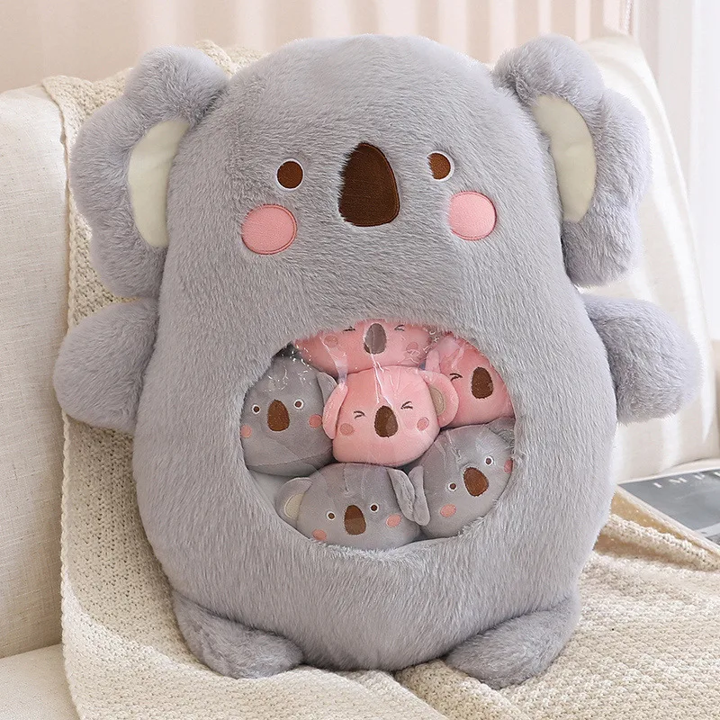 Sac d'Ours Koala en Peluche de Dessin Animé Japonais, Lapin Doux, Oreiller Créatif, Dinosaure, Beurre, Cadeau, 6 Pièces