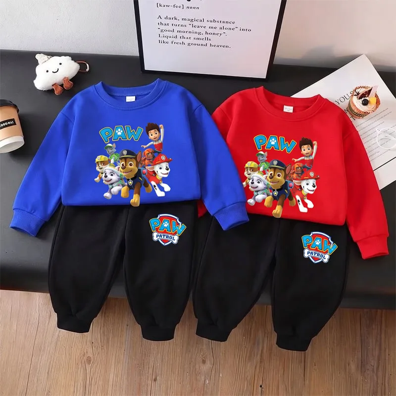 PAW Patrol Spring Autumn Baby Boys Hoodies Sets Children's Bbreathable Sport Pullover and Pant Two Piece Suit Kids Sweatsuit
