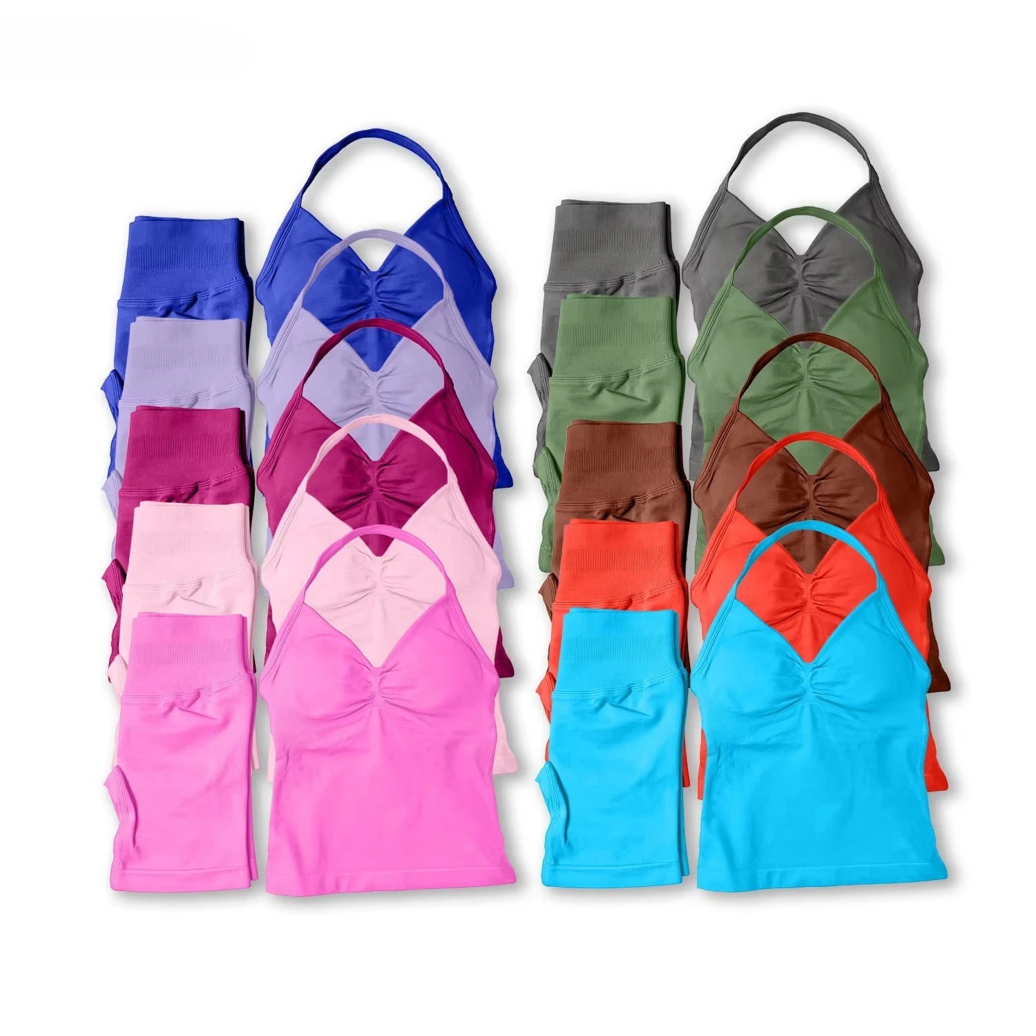 طقم حمالة صدر للسيدات عالي الجودة مكون من قطعتين من حمالة الصدر لممارسة اليوجا والبيلاتس والدراجة واللياقة البدنية ومجموعة يوجا قابلة للتنفس