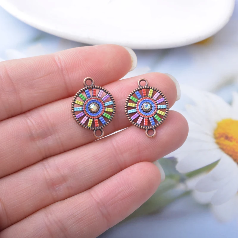 12 Stück Sommer-Legierungs-Vogel-Blumen-Verbindungsstück-Set, zwei Löcher, Herzanhänger, Schmuckzubehör, Boho-Anhänger, DIY-Halsketten- und Ohrring-Set für Damen – Detail 11