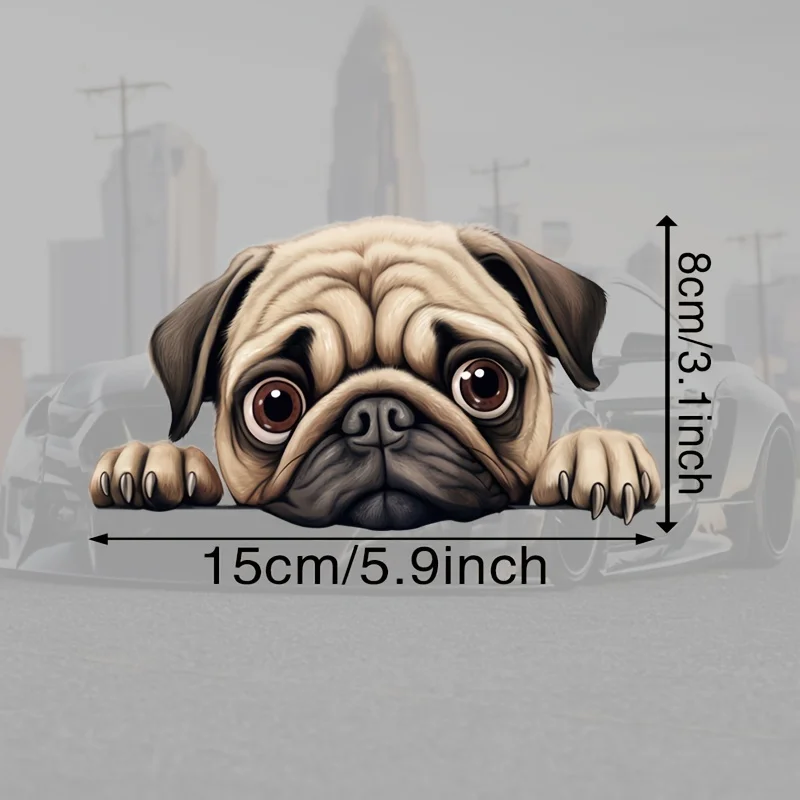 DK114# The Pug Lying on the Window Car Stickers Funny Creative Waterproof Vinyl Decal Motorcycle Decorative Accessories