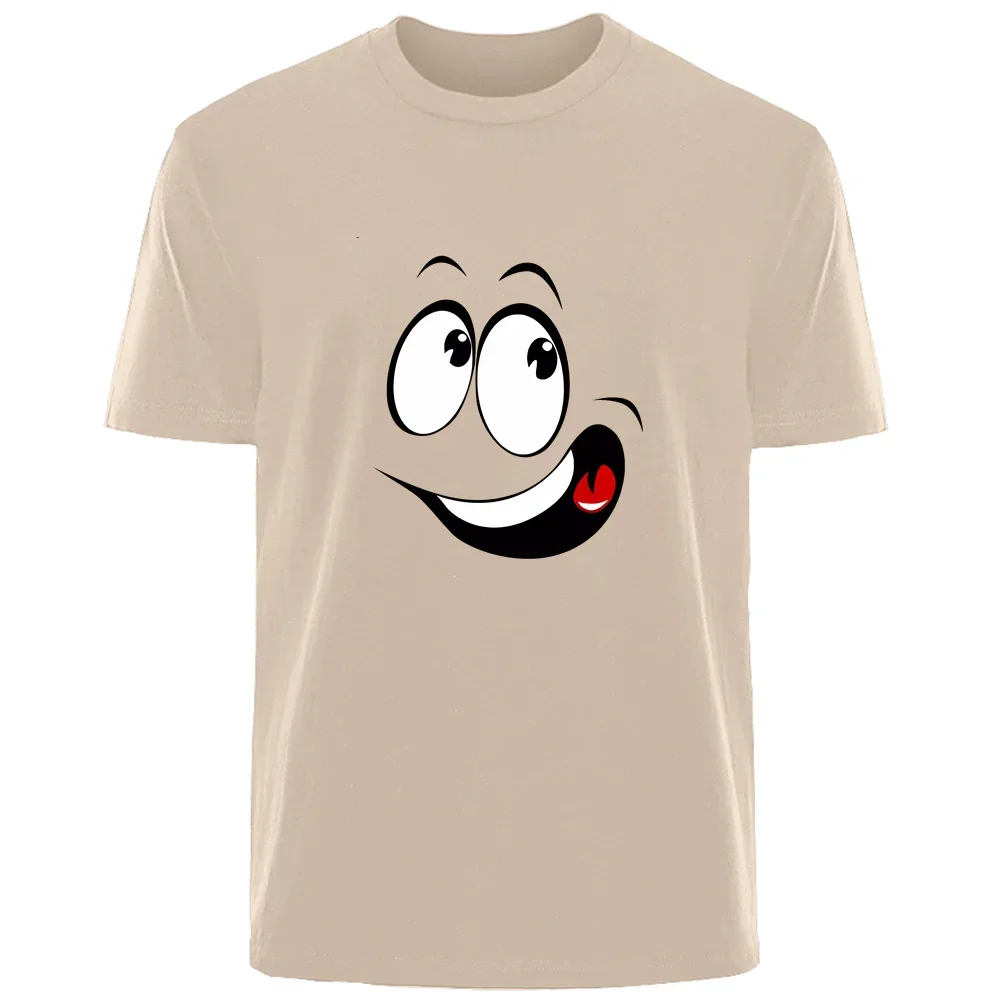 

Summer simple custom printed smiling face T-shirt High quality men 100% cotton breathable casual fashion loose summer wear