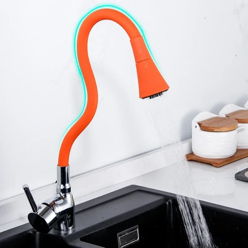 

Universal Rotation Kitchen Faucet Spring Rubber Deformation Bathroom Basin Faucets Hot and Cold Water Tap Kitchen Accessories