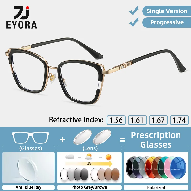 

EYORA Fashion Gradient Frame Women Reading Glasses Myopia Eyewear Hyperopia Anti Blue Ray Progressive Photochromic Eyewear Lens