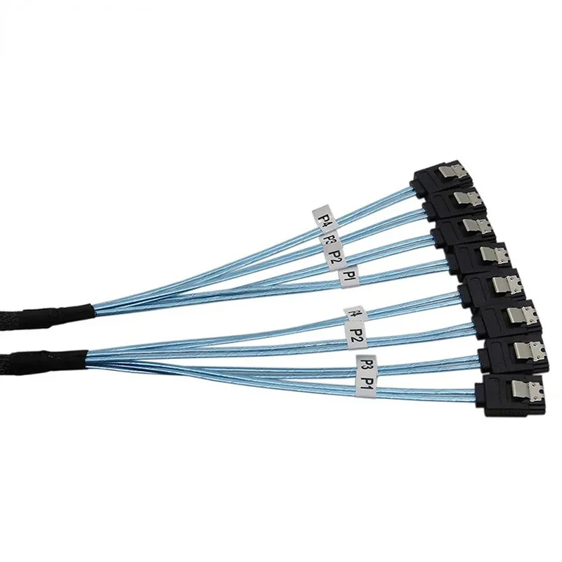 1m Sata To Sata Cable 4Ports/Set Date Cable 7 Pin Sata Sas Cable 6Gbps Sata To Sata HDD Cable Cord For Server Mining blue