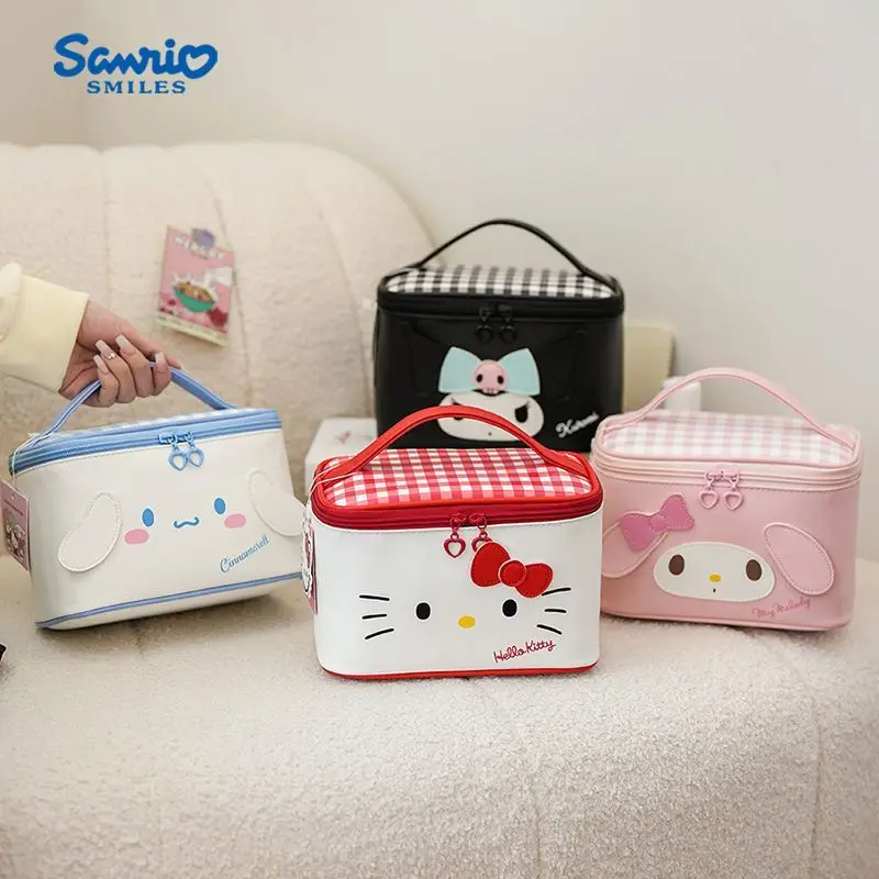 

Cute Kawaii Sanrio Hello Kitty Portable Cosmetic Bag Large Capacity Portable Travel Toiletry Bag Cartoon Anime Storage Bag Gift
