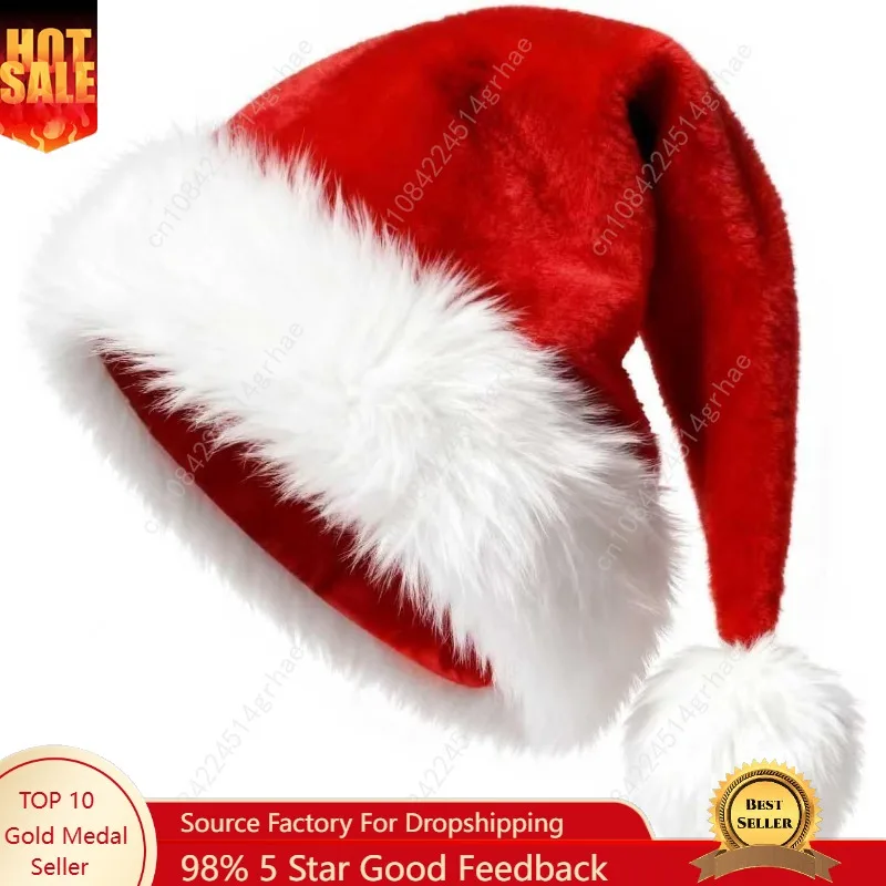 

Santa Hat - Christmas hats Adults - Unisex Adult Santa Hats Suitable for Christmas New Year Holiday Party Supplies