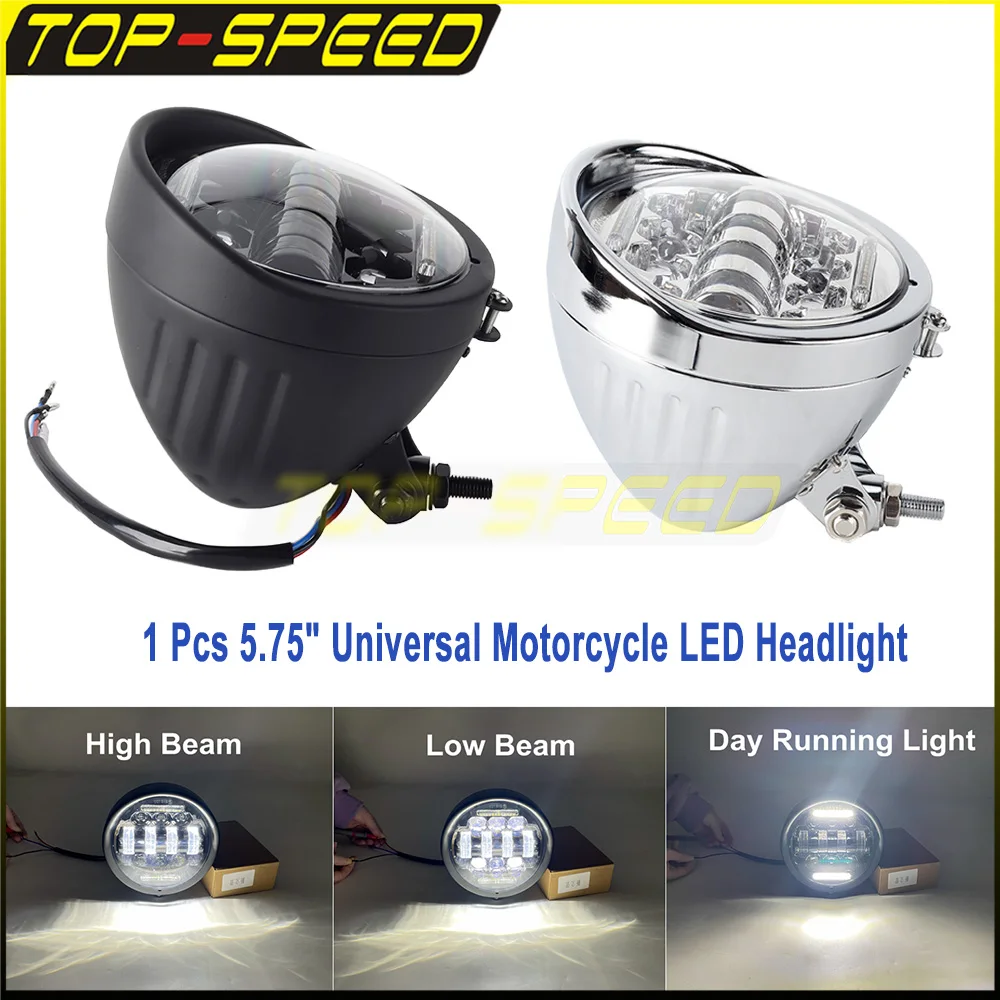 5.75 Inch Universal LED Round Head Lights Motorcycle Headlight Lighting Parts For Chopper Bobber Cafe Racer Vintage Headlamp