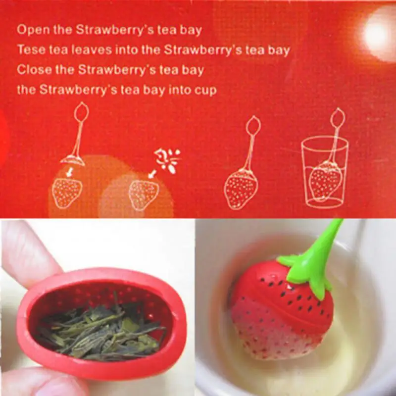 Tea Infuser Ball Creative Loose Tea Leaf Silicone Diffuser Teaware Kitchen Accessories Teabag Strawberry Bag Brewing Device