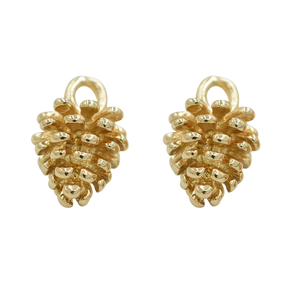 100 Pcs Pinon Nuts Pendant Charms Earrings DIY Jewelry Making Pendants Pine Cone Golden