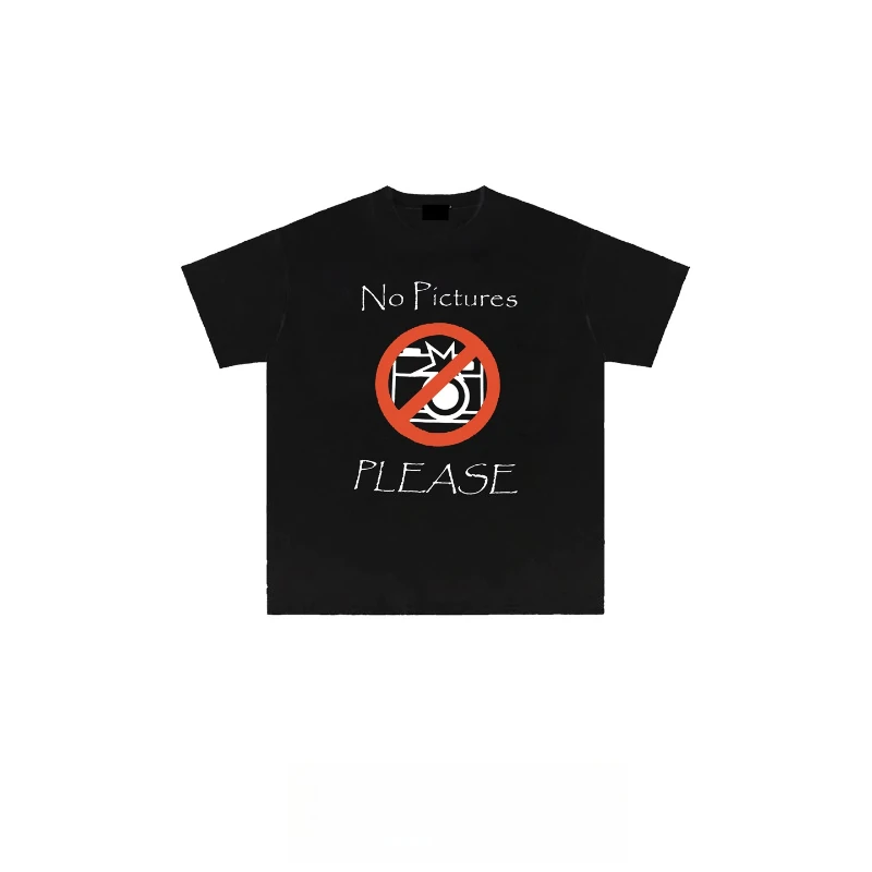 

Негабаритная летняя футболка унисекс в американском стиле с забавным графическим принтом «без фотографий» и графическим принтом, уличная одежда