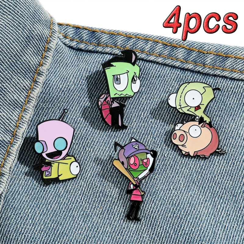 

Invader Zim Enamel Pin Anime Cartoon Funny Alien Brooches Hats Backpack Metal Badge Jewelry Accessory Gift for Kids Friends