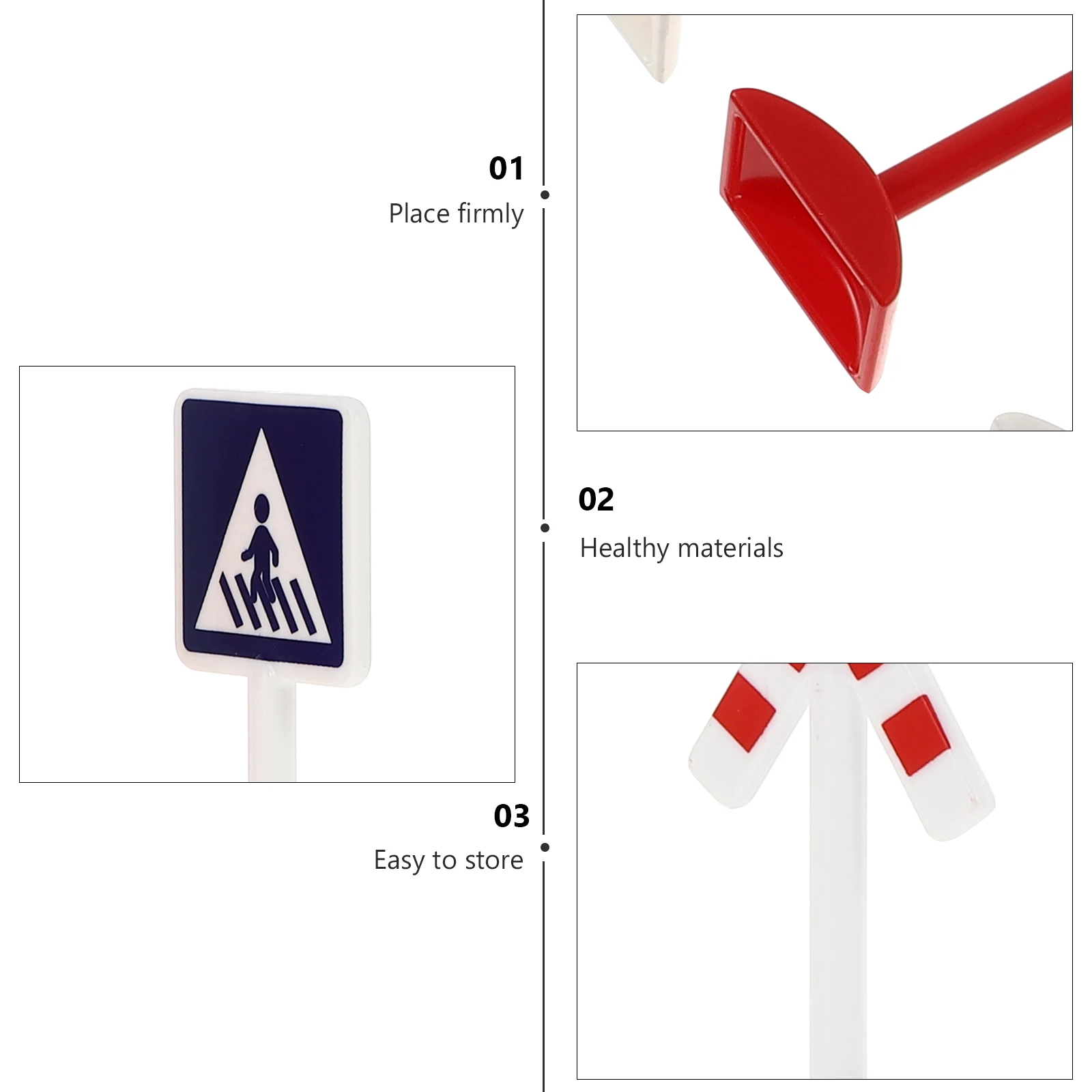 

10pcs Plastic Traffic Indicators Educational Road Signs Kids Simulation Mini Traffic Signs Playthings Sand Table Decor Home