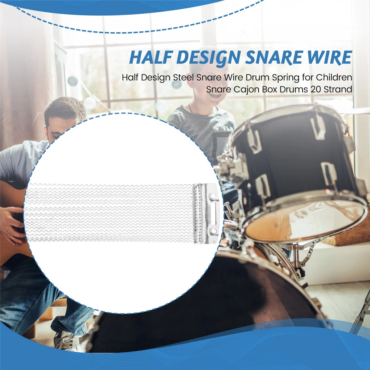 A08I Half Design Steel Snare Wire Drum Spring for Children Snare Cajon Box Drums 20 Strand